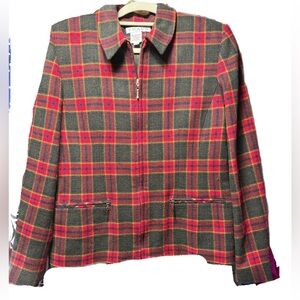 Vintage Chaus Women's tartan Plaid Blazer